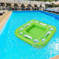 Table flottante gonflable en PVC épaissi à base d'eau pour bars aquatiques et piscines, avec table de poker et porte-gobelets