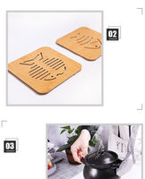 Set de table carré personnalisable en bambou écologique, motif animal créatif, anti-brûlure, isolant thermique, en bois