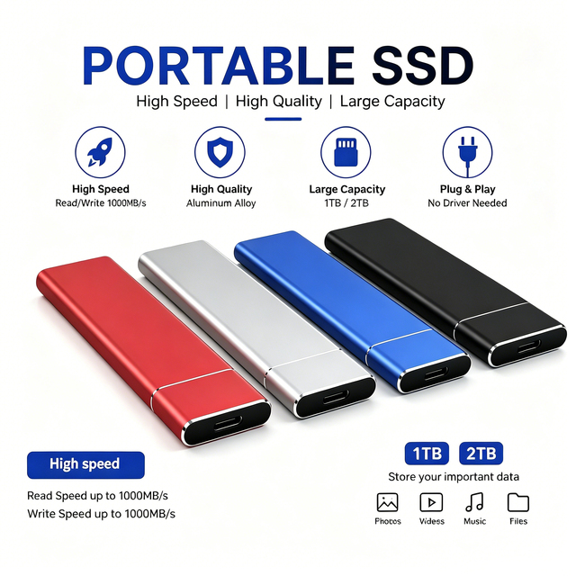 Portable Hard Drive SSD 2TB 1TB 512GB USB3.2 High Speed New Mobile External Solid State Disk Hard Drives for Desktop Application
