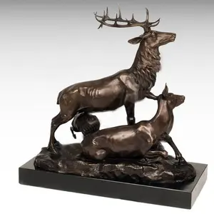 Di alta qualità a grandezza naturale statua di cervo in bronzo all'aperto in metallo fuso scultura animale Premium in metallo artigianato