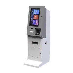 Floor standing touch screen self service printing payment kiosk with POS terminal and A4 printer