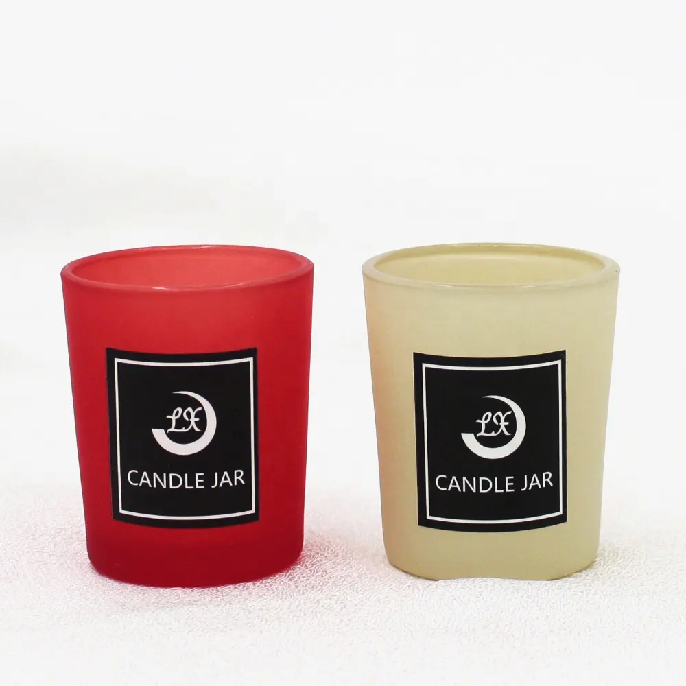 FENGJUN cuntom empty matte black red white 2oz frascos para velas glass candle jar with wood lid and gift box wholesale in bulk