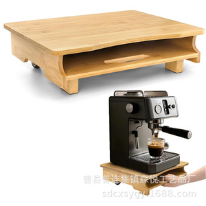 ถาดวางเครื่องชงกาแฟไม้ไผ่พร้อมล้อเลื่อน ลิ้นชักเก็บของ อุปกรณ์ครัว แผ่นไม้เคลื่อนย้ายได้ - Product Image 5