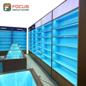 ตู้โชว์ร้านขายบุหรี่สมัยใหม่ ตู้ไม้กระจกพร้อมไฟ LED ตู้โชว์ยาสูบ - Product Image 3