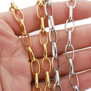 Cadena en forma de O de acero inoxidable chapada en oro con eslabones ovalados para la fabricación de collares, color 18k, que conserva el color, accesorio para joyería DIY. - Product Image 2