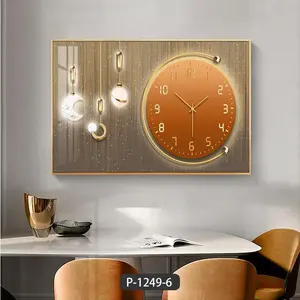 Wholesale Modern light luxury restaurant wall clock living room crystal porcelain painting decorative painting clock