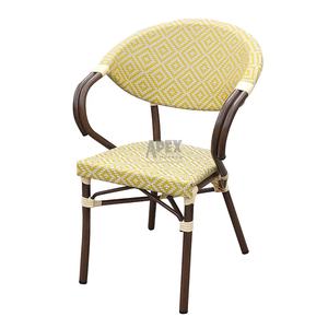 Chaise de salle à manger de style <span class=keywords><strong>parisien</strong></span> en osier d'extérieur pour café, empilable, avec cadre en aluminium - Product Image 2