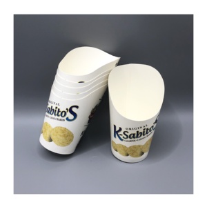 Boîte en papier jetable, 1000 pièces, kraft/blanc, logo personnalisé imprimé, pour frites française, fast food, bon marché - Product Image 5