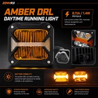 Feux de travail LED 90W en forme de cube, étanches IP67, 12V, 3000K, ambre, DRL, pour tout-terrain, pour 4x4, SUV, extérieur de voiture