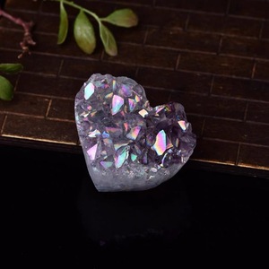Coeur de cristal naturel électroplaqué ange Aura améthyste Cluster coeur de géode pour la décoration - Product Image 5