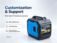 Générateur d'électricité portable à essence super silencieux 3KW / 50/60Hz / Léger / Utilisation domestique et en camping