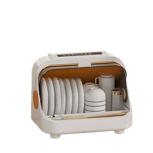 Disinfecting Dish Rack With Lid Countertop Storage For Kitchen Tableware And Bowls Flip Top Design - Product Image 5