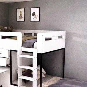 Letto a Castello Multifunzionale Bianco per Bambini <span class=keywords><strong>con</strong></span> <span class=keywords><strong>Scrivania</strong></span> Integrata, in Legno, per Camera da Letto - Product Image 3