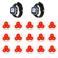 Sistema inalámbrico de llamada para camareros, receptor de pager con botones de llamada para restaurante, cafetería, hotel, 2 relojes + 15 botones
