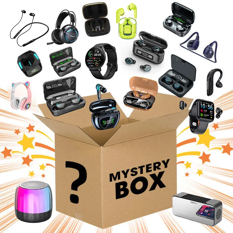 100% Surprise Good Reviews Smart Watches Wireless Speaker Christmas Earphone Headphones Lucky Draw Surprise Blind Mystery Box