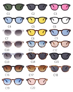 Lmamba 22728 Oval Vintage Rivet Tortoiseshell Round <b>Sunglasses</b> Women Men Brand Design Retro Yellow <b>Blue</b> Sun Glasses Custom Logo - Product Image 2