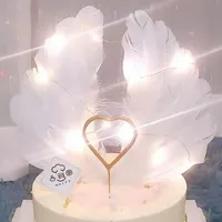 Drapeau avec ailes d'ange en or, décoration de gâteau, pour mariage, anniversaire, fête, pour la saint-valentin, dessert