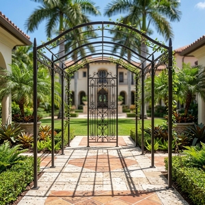 Pergola Contemporanea Impermeabile <span class=keywords><strong>in</strong></span> Acciaio con Arte <span class=keywords><strong>in</strong></span> <span class=keywords><strong>Ferro</strong></span> Battuto Resistente alla Ruggine <span class=keywords><strong>per</strong></span> Giardino Esterno, Hotel e Cortili - Product Image 1