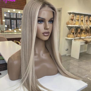 Nouveauté Perruque en dentelle HD transparente à la mode, couleur blonde cendrée, <span class=keywords><strong>cheveux</strong></span> vierges européens, ton <span class=keywords><strong>froid</strong></span>, pour femmes - Product Image 4