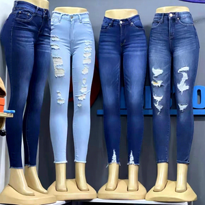 Abbigliamento in Eccesso di Magazzino: Jeans da <span class=keywords><strong>Donna</strong></span> in Denim Elasticizzato a Vita Alta, Stile Boyfriend, per l'Estate, Lotto di Stock Cinese, <span class=keywords><strong>Pantaloni</strong></span> da <span class=keywords><strong>Donna</strong></span> alla Moda - Product Image 5