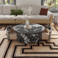 Table basse ronde moderne en bois marbré avec tiroir, en stock aux États-Unis, livraison directe, par VOXHOME