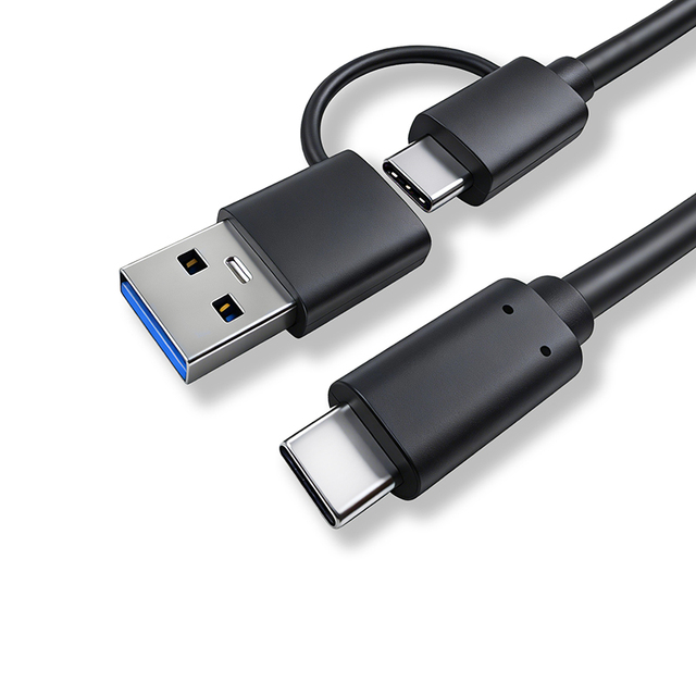USB 3.1 Type-C to C/A Combo 2-in-1 High-Speed 10Gbps Eco-Friendly Pure Copper Car Charging Data Cable for IOS & Camera Use
