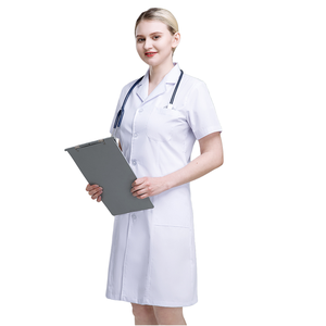 Camice da Laboratorio Bianco per Studenti Universitari, Logo Alimentare, Vestibilità Slim e Maniche Corte per Donne, Abbigliamento da Lavoro per Laboratorio - Product Image 1