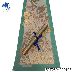 Nouveau 2026 Gele nigérian africain <span class=keywords><strong>Sego</strong></span> brodé en polyester 2,5 yards * 0,5 yards Sac 2-en-1 2 pièces Écologique Quatre saisons - Product Image 4