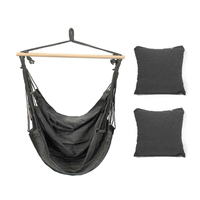 Hamac suspendu en coton avec barre de suspension en bois et coussin moelleux pour jardin et intérieur