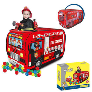 Tente de jeu pour enfants à 5 thèmes avec piscine à balles de 50 balles, design camion de police, camion de pompiers, hamburger, autobus scolaire, maison de jeu intérieure et extérieure - Product Image 6