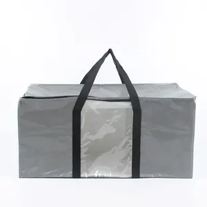 Extra Large 170gsm PP Laminated Woven Moving Storage Zipper Bag with PVC window for Storage Lamination