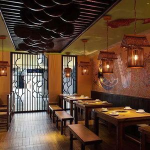 Lampe suspendue minimaliste de style pastoral, lampe tissée, style chinois, restaurant, maison d'hôtes, éclairage de bar, internet - Product Image 1