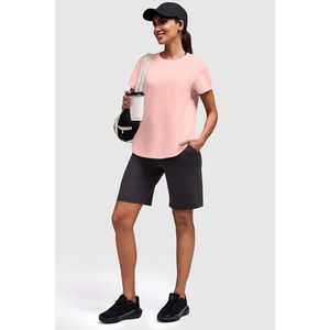 Camiseta Deportiva de Manga Corta para Mujer FOXA, Cuello Redondo, Corte Holgado, Transpirable, para Yoga, Gimnasio, Fitness, Ropa Deportiva de Verano - Product Image 3