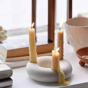 Nordic no glaze tealight Candlestick Holder Custom ceramic mat candle holder porcelain wholesales candle jars