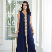 Robe Abaya Ouverte Élégante d'Automne pour Femmes Musulmanes Arabes, Manches Longues, Longueur Cheville, en Polyester, Style Dubaï, Modeste, pour l'Aïd, avec Col Cœur