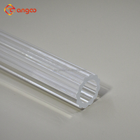 Tube extérieur transparent en PMMA de 25 mm avec rayures, en forme de fleur de prunier, tube acrylique cannelé, profil extrudé transparent pour éclairage LED