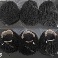 Perruque KEMY HAIR à boucles rebondissantes, cheveux humains vierges brésiliens, double épaisseur, avec fermeture en dentelle, cuticules alignées, sans colle, dentelle transparente