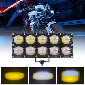 Projecteur de <span class=keywords><strong>moto</strong></span> auxiliaire à 10 lentilles 30W phares <span class=keywords><strong>antibrouillard</strong></span> de conduite blanc jaune lampe de tache de conduite électrique supplémentaire pour voiture tout-terrain - Product Image 2