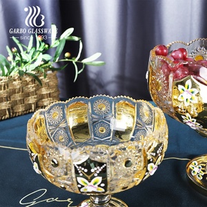 Cuenco de vidrio chapado en oro de estilo de Oriente Medio, <span class=keywords><strong>cuencos</strong></span> dorados con soporte, tres tamaños grandes y <span class=keywords><strong>pequeños</strong></span>, 120mm, 9 Uds. - Product Image 2