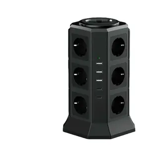 OSWELL Supplier Wholesale Multiple Protections 12 AC Outlets 3 USB Adapter Spaced Outlets Tower Socket for Public