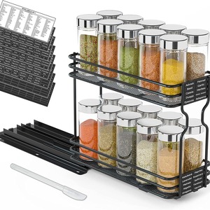 <span class=keywords><strong>Portaspezie</strong></span> da Cucina in Metallo con Ripiano Girevole Estraibile, Montaggio a Parete o su Mobile - Product Image 2