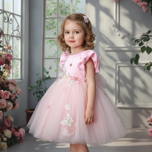 Abito da Damigella per Bambine Alta Moda, Design Fatato a Maniche Corte, Rosa <span class=keywords><strong>Principessa</strong></span>, Nuovo Modello 2026 per Feste di Compleanno - Product Image 3