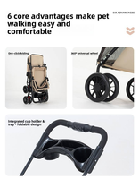 Poussette pour animaux de compagnie à quatre roues, réglable, portable, pliable d'une seule main, ventilée en maille, double couche, avec boutons-pression