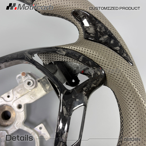 พวงมาลัยคาร์บอนฟอร์จแบบกำหนดเองสำหรับ Infiniti G37 G35 G35S G37S EX37 EX35 Q60 IPL ปี 2007-2014 พร้อมหุ้มหนังแบบเจาะรู - Product Image 4