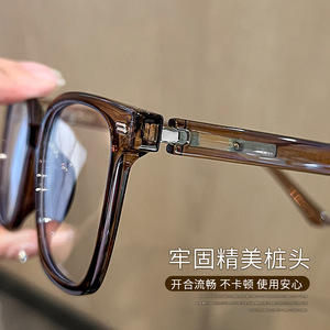 Monturas de gafas rectangulares de estilo coreano 8042, montura completa marrón translúcido, protección contra luz azul para mujer - Product Image 5