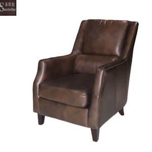 American Style Vintage <strong>Leather</strong> <strong>Armchair</strong> Over Tufted Tan <strong>Leather</strong> <strong>Reclining</strong> Sofa Chair Living Room Leisure Bedroom Accent Chair - Product Image 1