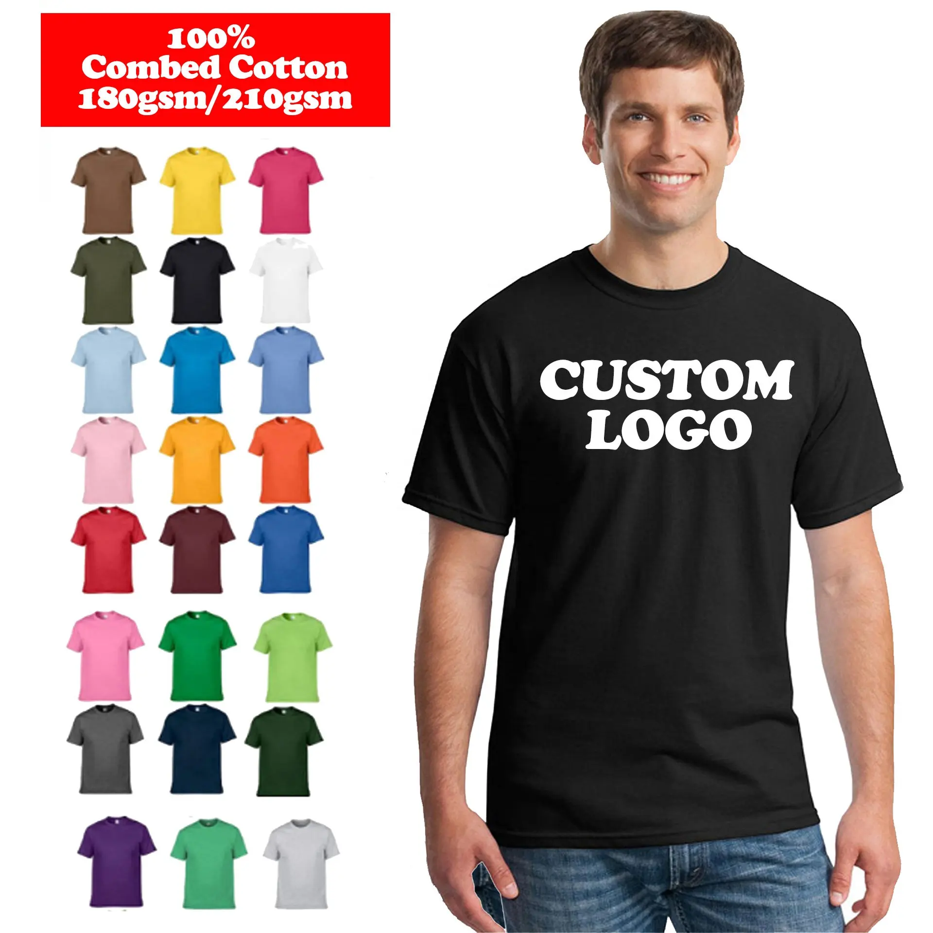 OEM Herren Baumwolle O-Ausschnitt T-Shirt Sublimation Plain T-Shirt Benutzer definiertes Logo Gedruckt Schwarz Unisex T-Shirts