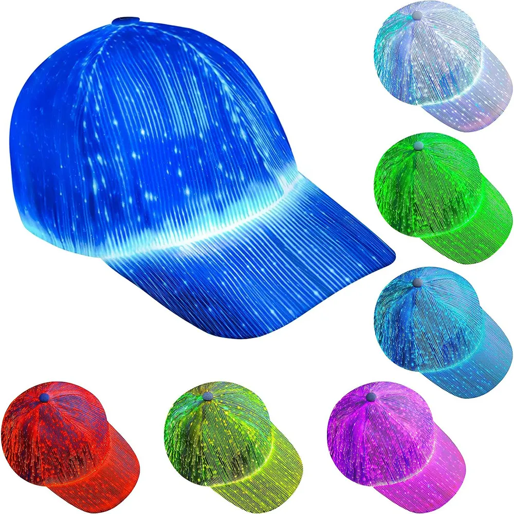 Dark Party Supplies Ropa LED Light up Gorra de béisbol Luz LED luminosa Béisbol Flash Glow Hat Gorra de fibra óptica