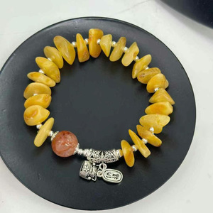 สร้อยข้อมือเงินแท้ S925 ประดับอำพัน พร้อมจี้แมวนำโชค สำหรับทุกเพศ ใส่ได้ทุกวัน เครื่องประดับคุณภาพดี - Product Image 1