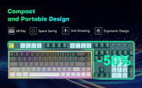 Teclado Mecánico RGB de 68 Teclas, Interruptores Azules Intercambiables en Caliente, Conexión USB C, Compacto, para Juegos, Compatible con Laptop y PC de Escritorio, Venta al Por Mayor